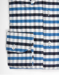Patrick Hellmann Collection White Blue Shirt With Checks Gingham Pattern thumbnail 4